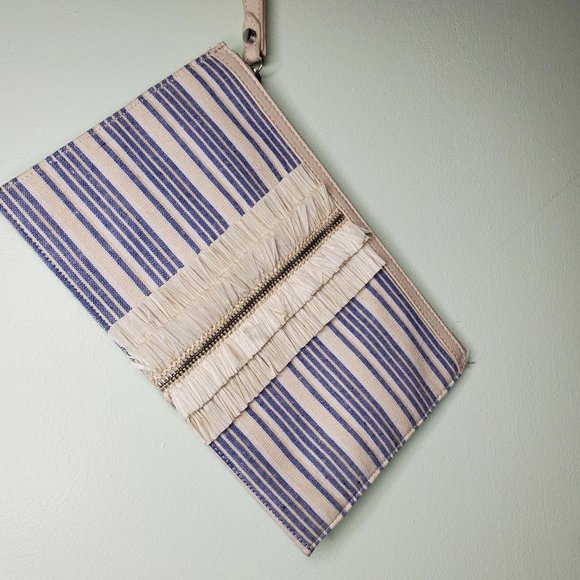 Botkier Handbags - Botkier Blue and White Striped Wristlet